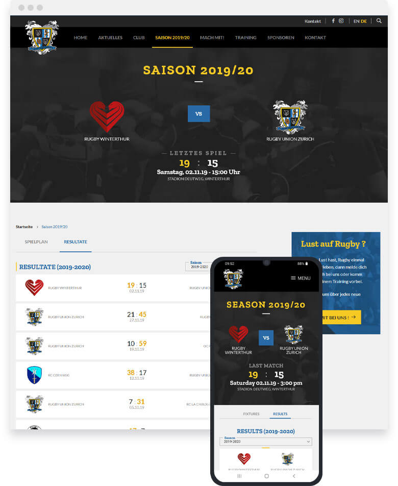 interface calendrier web et mobile